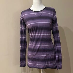 Y2K REVERSIBLE Lululemon Athletica Purple Striped Long Sleeve Top Size 6